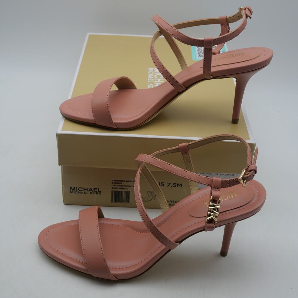 NEW Michael Kors Veronica Heeled Sandals Sunset Rose Women's 7.5 - Picture 2 of 10